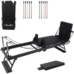 Foldable Reformer Pilates Machine w/ Adjustable Heights